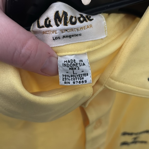 Mens Vintage La Mode University of Michigan Wolverines Polo, Yellow, Large - Picture 5 of 7